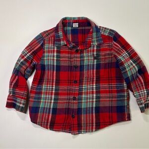 Old Navy Toddler Boys Plaid Flannel Shirt Red Blue Green Size 3T